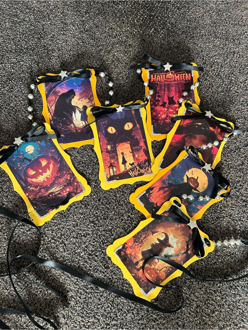 Halloween garland, vintage inspired Holiday postcards